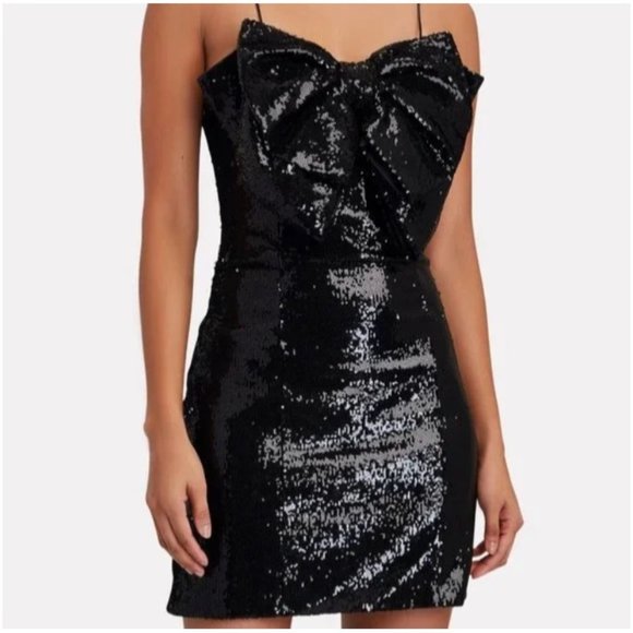 Torn By Ronny Kobo Lindsay Sequin Bow Mini Dress Black Size XS New